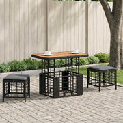 Set da Pranzo per Giardino con cuscino 3 pcs Nero e Grigio