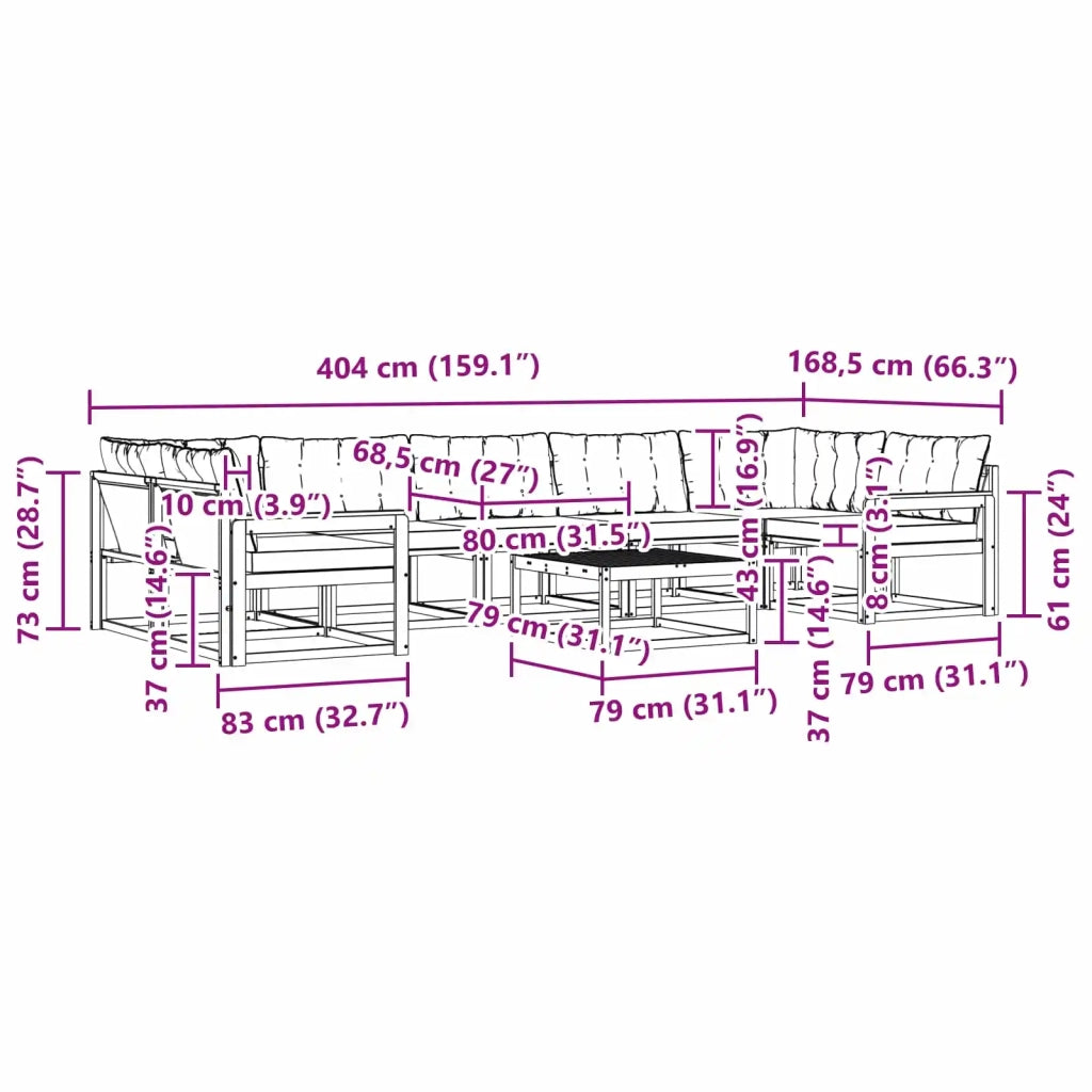 Set di divani da esterno 8 pz Bianco e Grigio Chiaro 3388509