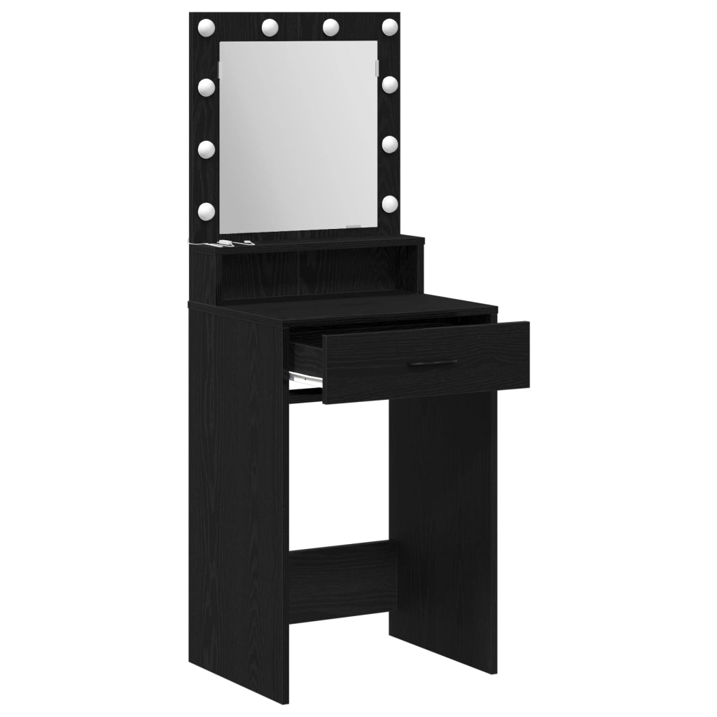 Tavolo da trucco  con luci LED, Nero Oak, 50x41x135 cm
