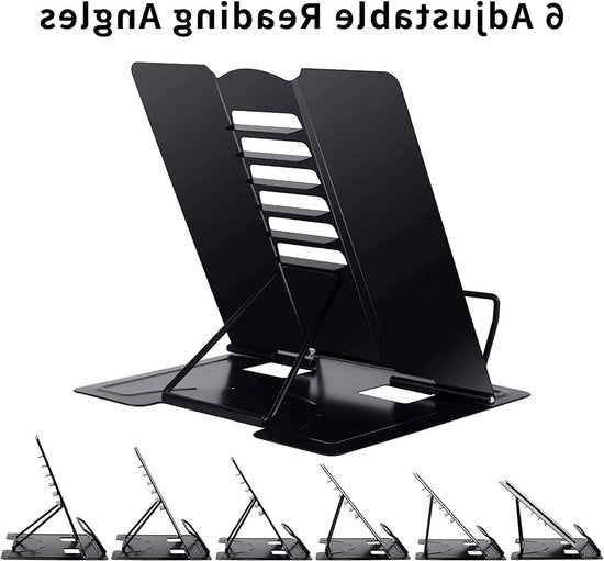 Supporto per Libri Metallico Flessibile Portatile - Supporto per Libri/Telefono Cellulare - Supporto per Fotocopiatura Asino - Supporto per Dischi Zavorrato Nero