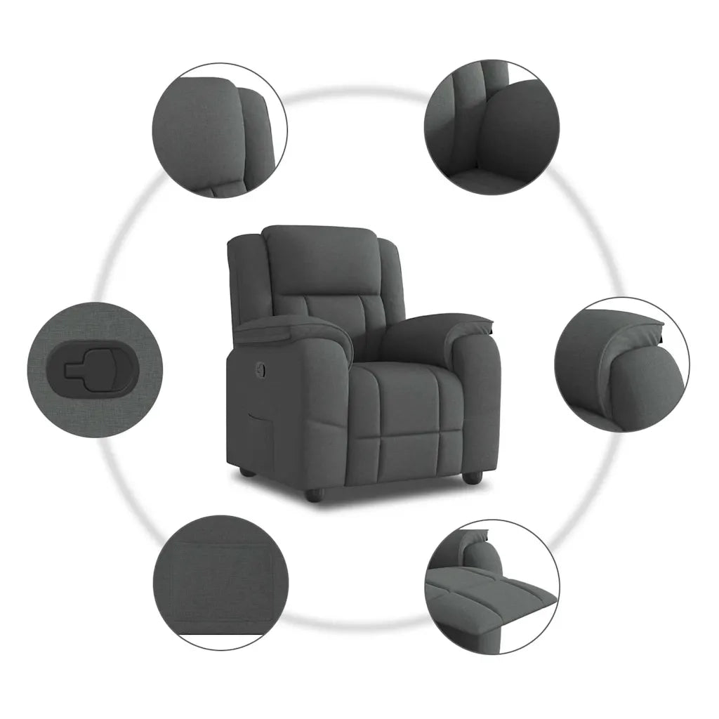 Divano Sedia-Poltrona Reclinabile in Tessuto Grigio Scuro 237212