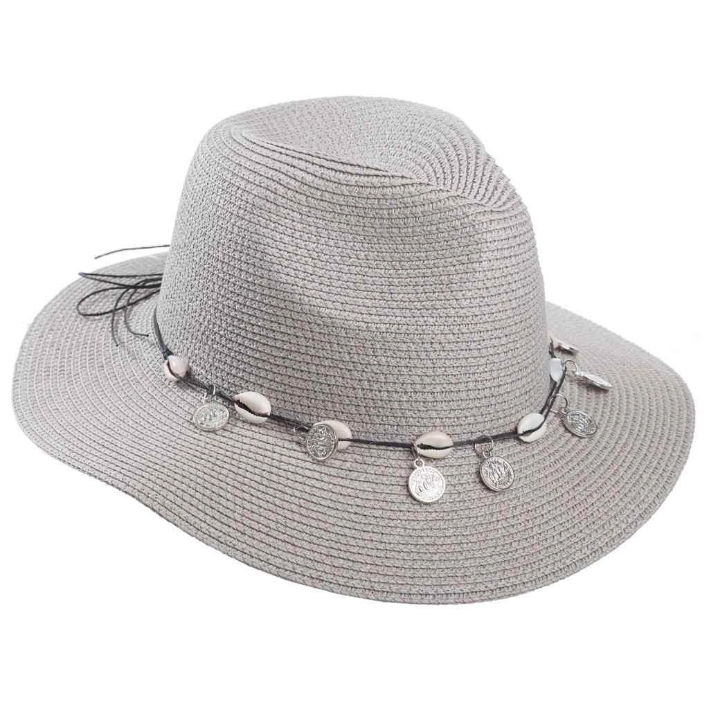 Cappello panama grigio con decoro 58