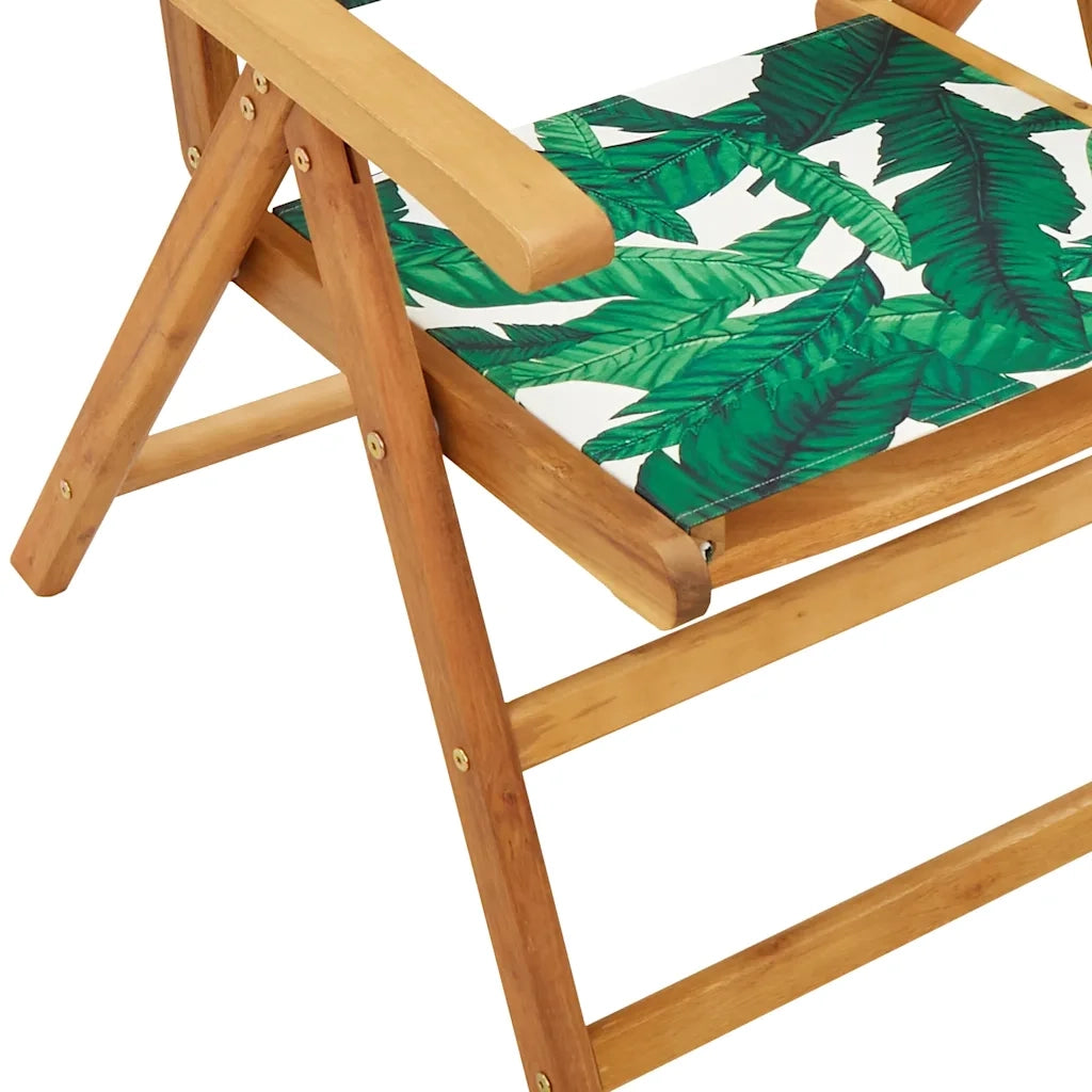 Set Pranzo da Giardino 7 pz Foglie in Tessuto e Legno Massello 3281740