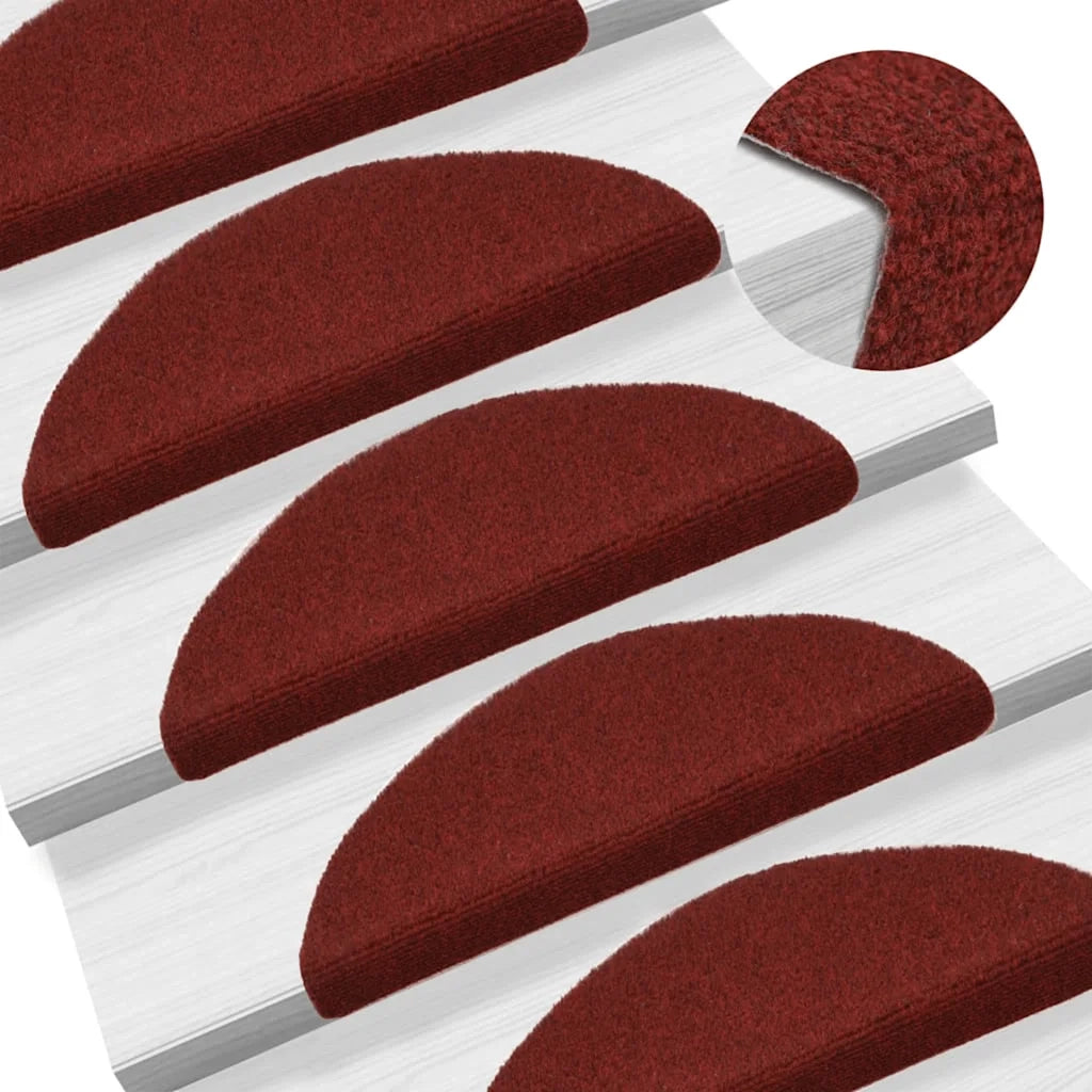 Tappetini per scale autoadesivi 30 pz 56x17x3 cm Bordeaux Rosso Semicircolari 3365683