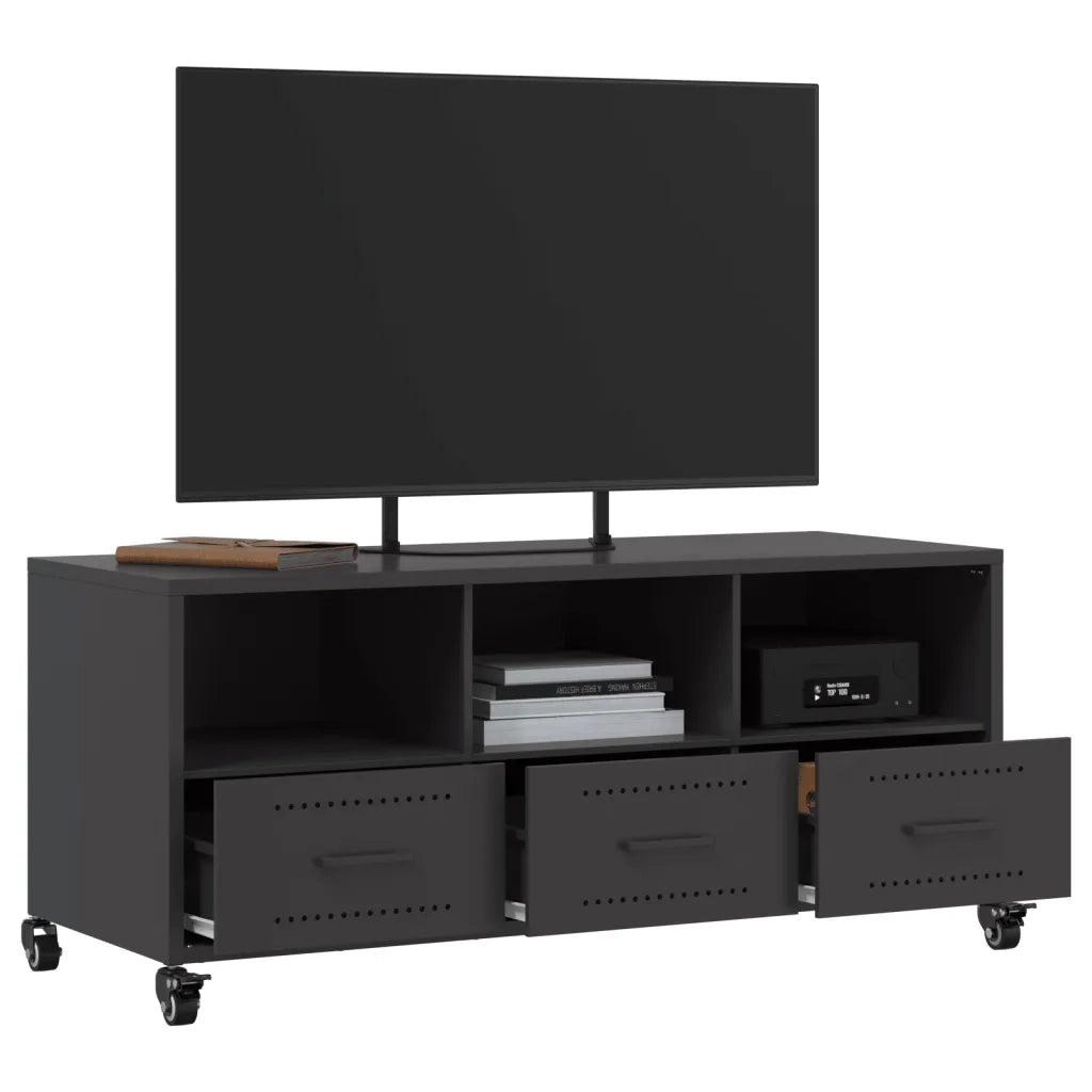 Mobile TV Nero 100,5x39x43,5 cm in Acciaio