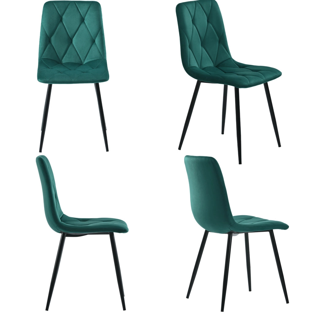 Set tavolo e 4 sedie 117x68 cm moderno MDF verde