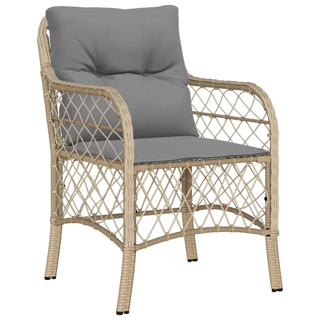 Set Pranzo da Giardino 5 pz con Cuscini Beige Misto Polyrattan