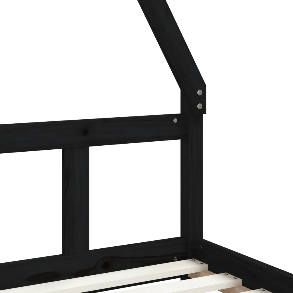 Giroletto per Bambini | Letto Infantile | Lettino Nero 90x190 cm in Legno Massello di Pino