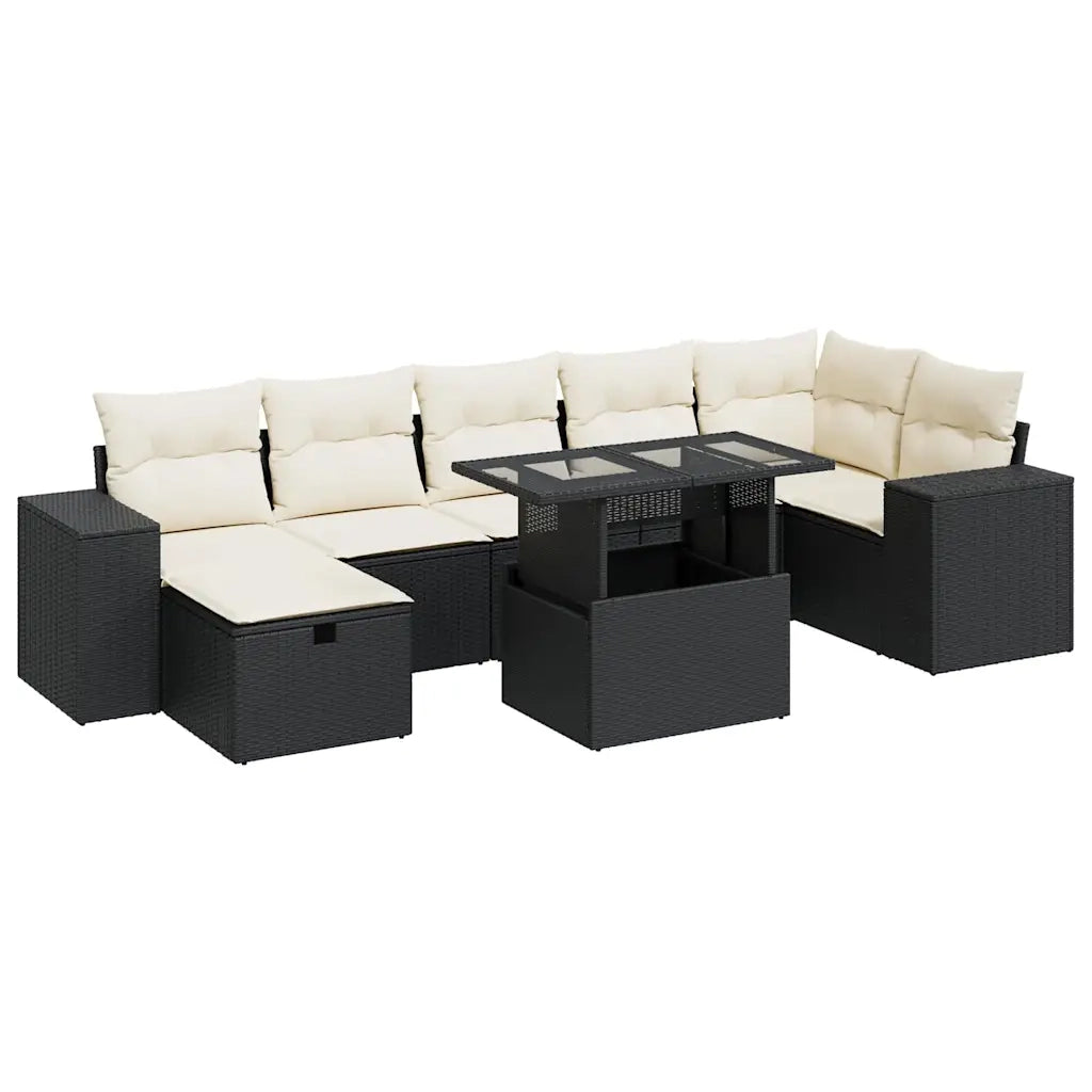 Set Divani da Giardino 5 pz con Cuscini in Polyrattan Nero 3327946