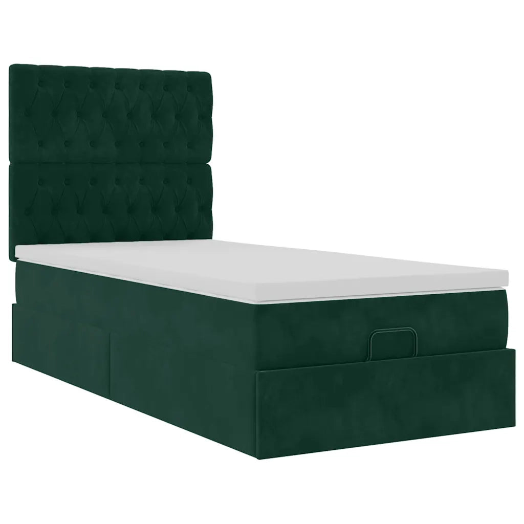 Struttura Letto Pouf con Materassi 90x200 cm in Velluto