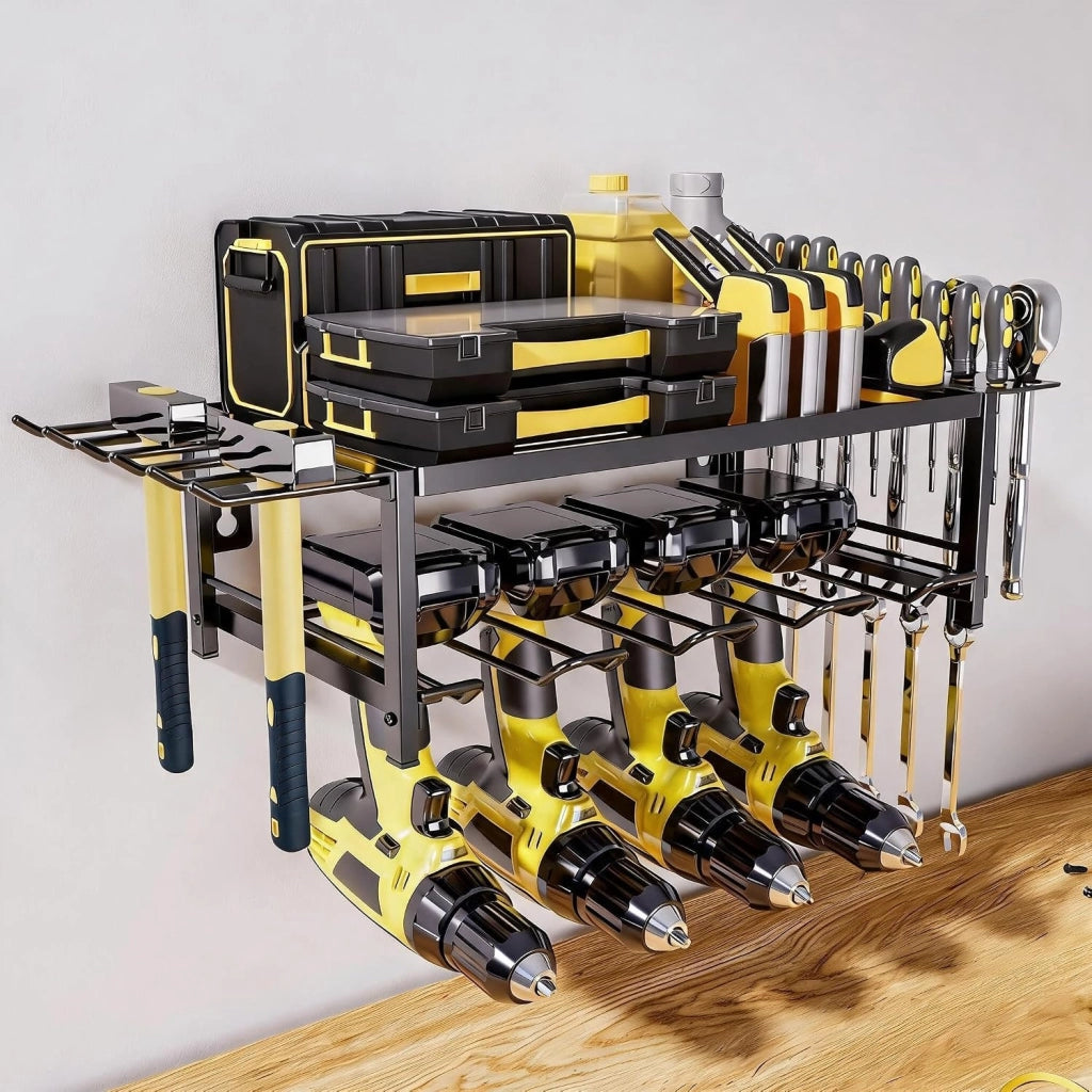 Supporto a parete per utensili elettrici – Scaffale metallico a 2 livelli