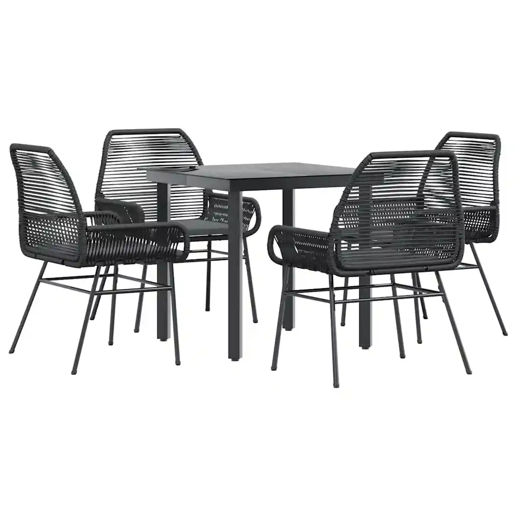 Set da Pranzo da Giardino con Cuscini 5 pz Polyrattan Vetro