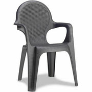 Sedia da Esterno Giardino Poltrona Intrecciata Impilabile Resina Braccioli Scab Set: 12 Sedie, Colore principale: Antracite