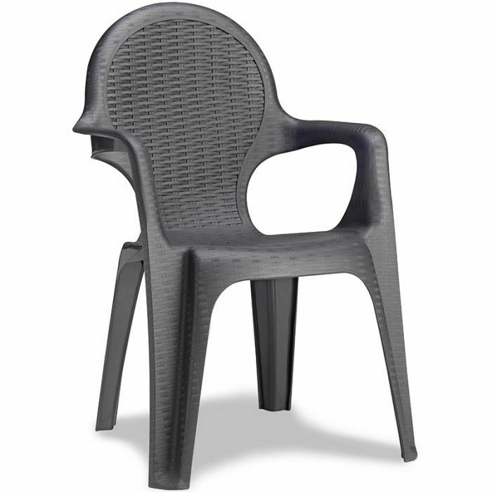 Sedia da Esterno Giardino Poltrona Intrecciata Impilabile Resina Braccioli Scab Set: 12 Sedie, Colore principale: Antracite