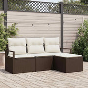 Set di divani 4 pcs Marrone polyrattan