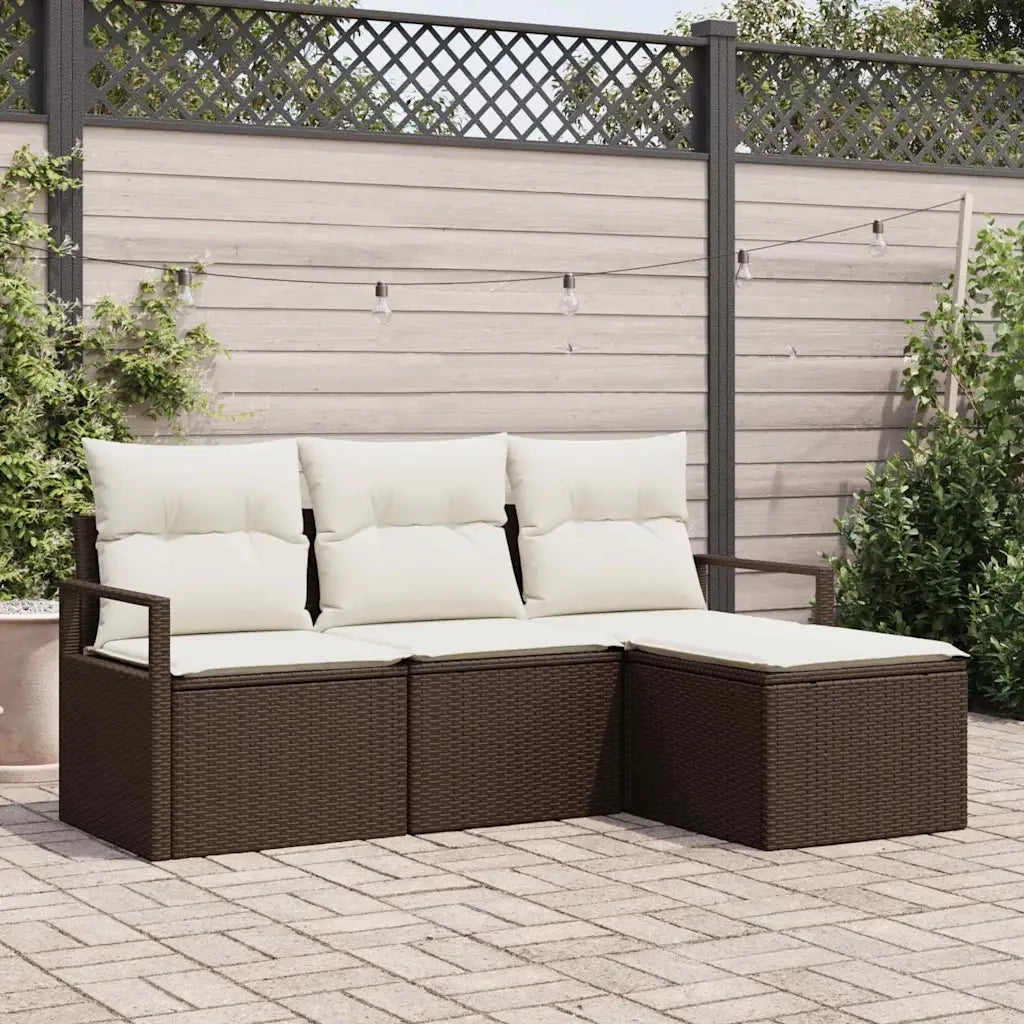 Set di divani 4 pcs Marrone polyrattan