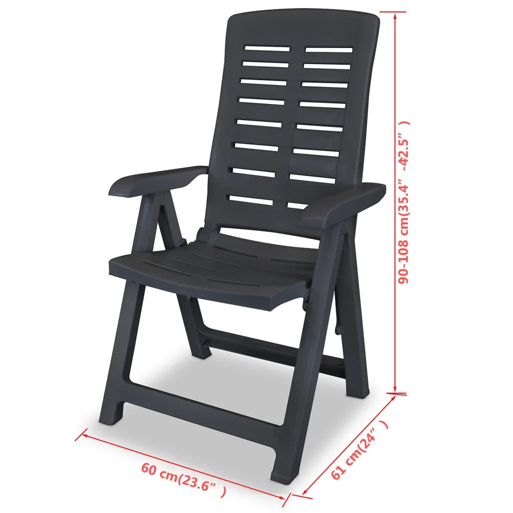 Sedie da Giardino Reclinabili 2 pz in Plastica Antracite 43897