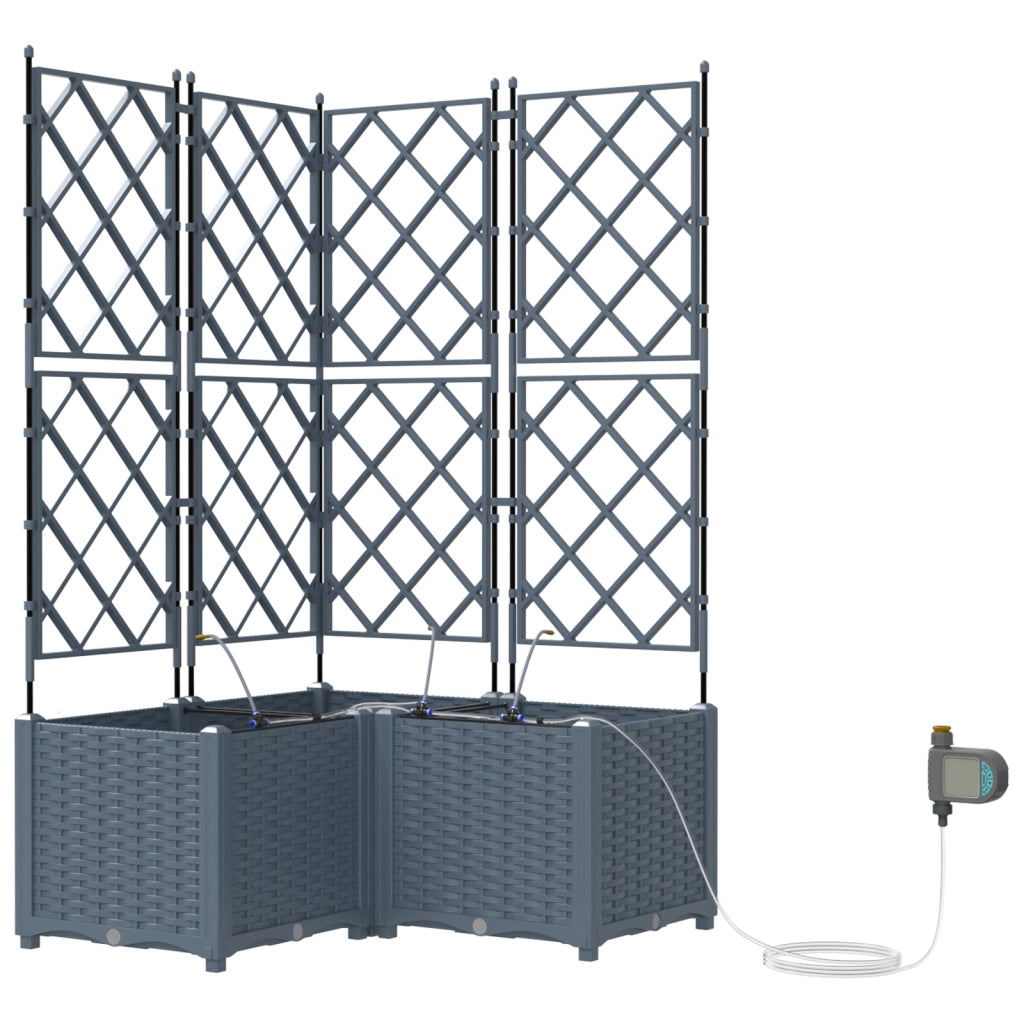 Vasi da Giardino con Sistema di Irrigazione 3 pz Grigio Chiaro