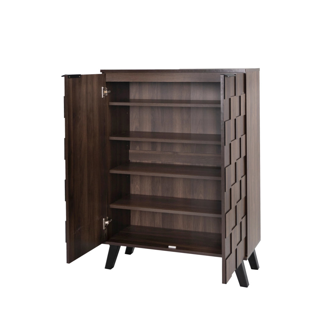 OKWISH Scarpiera con 2 Ante, 5 Scomparti e 4 Ripiani Regolabili, per Ingresso o Camera, 80 x 35.5 x 110 cm