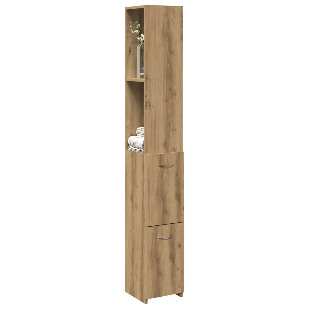 Armadietto Bagno | Armadio da bagno Rovere 25x25x170 cm Legno Multistrato