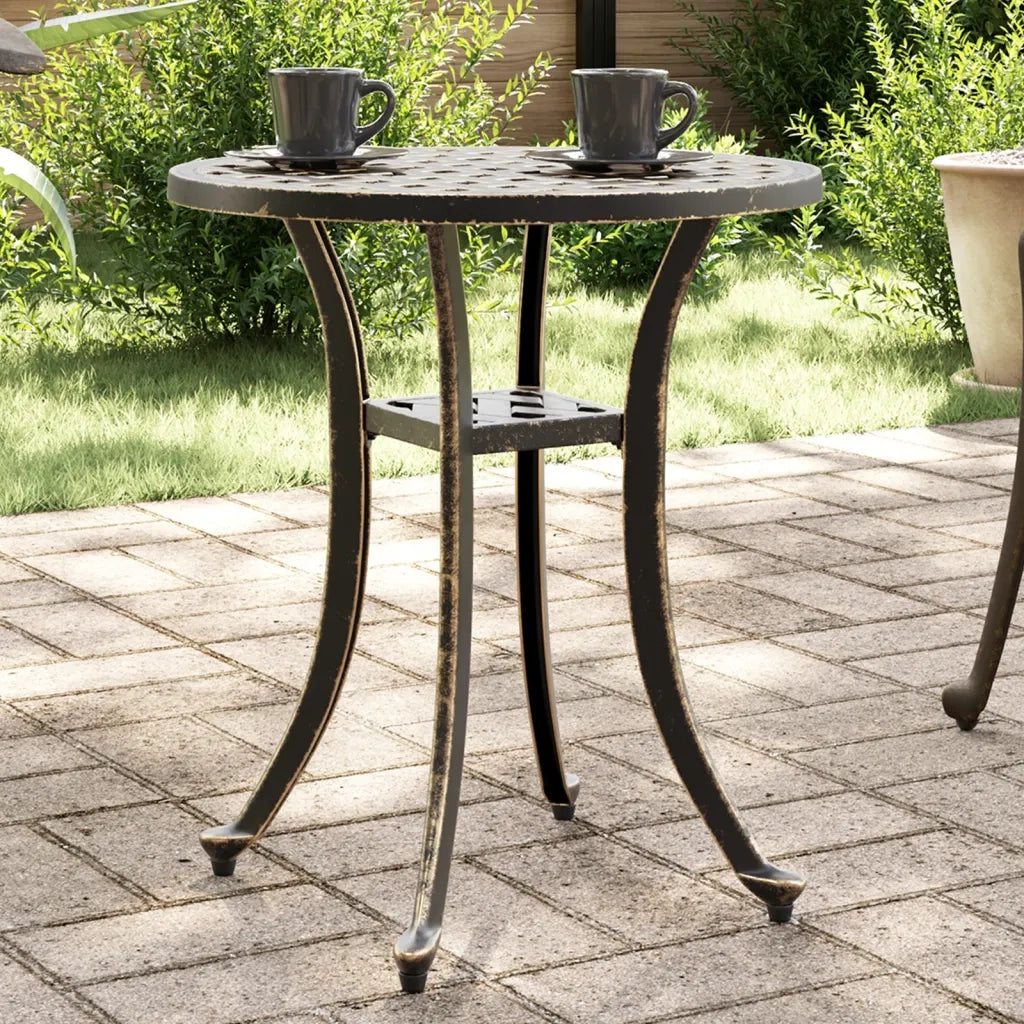 Tavolo da Giardino Bronzo Ø48x53 cm in Alluminio Pressofuso 4002823