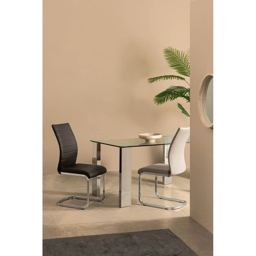 Set di 4 Sedie da Pranzo in Similpelle con Gambe Cromate - NEXTWAVE