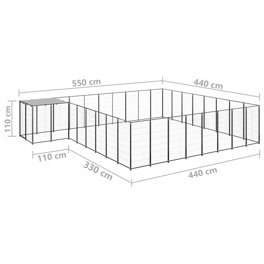 Recinto per animali da esterno per cani 20,57 m² acciaio nero 02_0000507