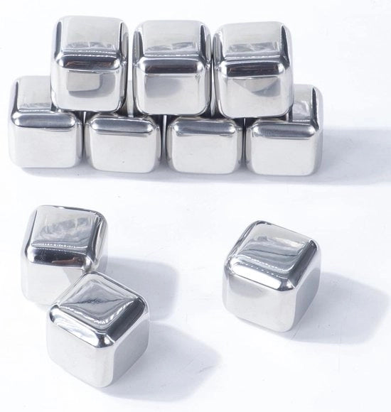 Blocchi di Acciaio Inossidabile per Raffreddare il Drink - Raffreddatore e Chiller per Liquori, Vino e Birra - 2,5 cm x 2,5 cm x 2,5 cm