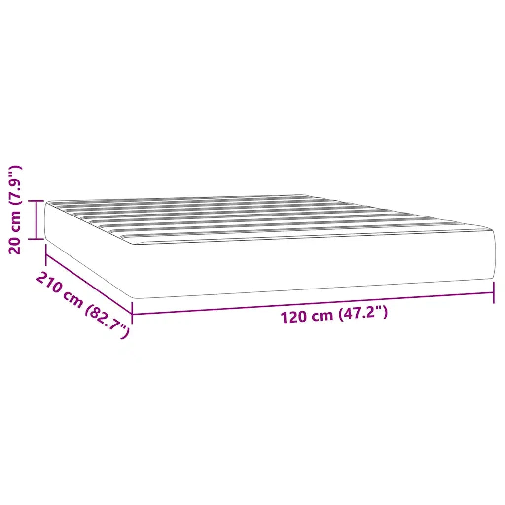 Materasso a Molle-Materasso per letto Grigio Chiaro 120x210x20 cm in Velluto