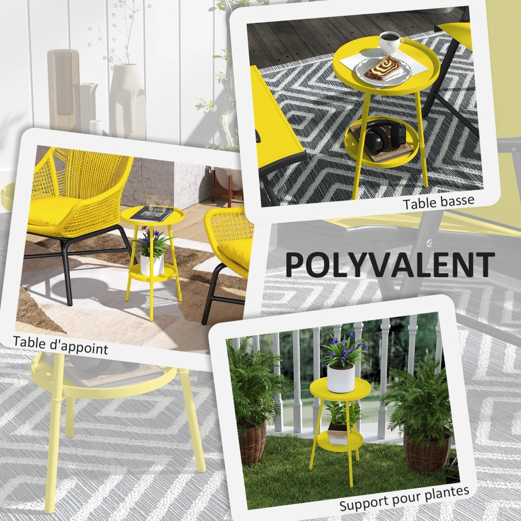 Tavolino rotondo a 2 livelli ¨C zephmum ¨C metallo giallo ?32x51cm