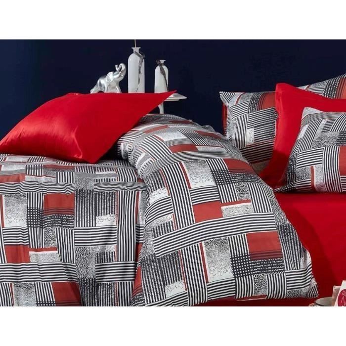 Completo letto - 1 copripiumino 220 x 240 cm + 2 federe 60 x 60 cm - 100% poliestere microsatin - Grigio