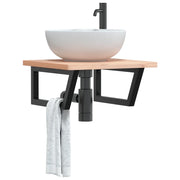 Reggimensole per Lavabo 2 pz-Supporti per mensole a muro Nere Trapezio in Acciaio 491660