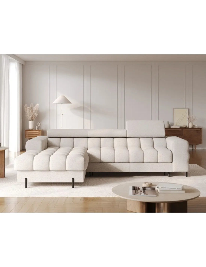 Divano angolare sinistro convertibile Beige dallo stile contemporaneo 285x99x181cm FILTRO