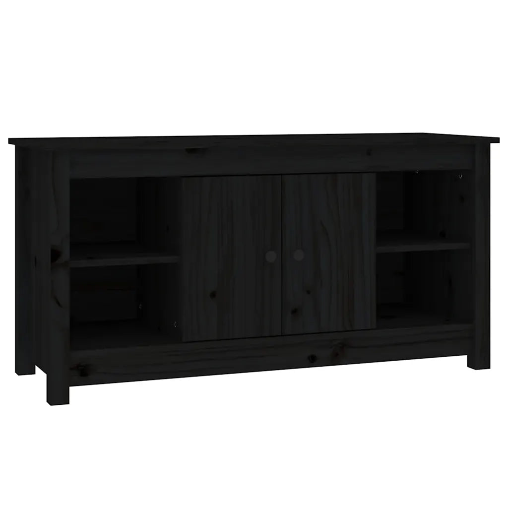Mobile Porta TV Nero 103x36,5x52 cm in Legno Massello di Pino 814578