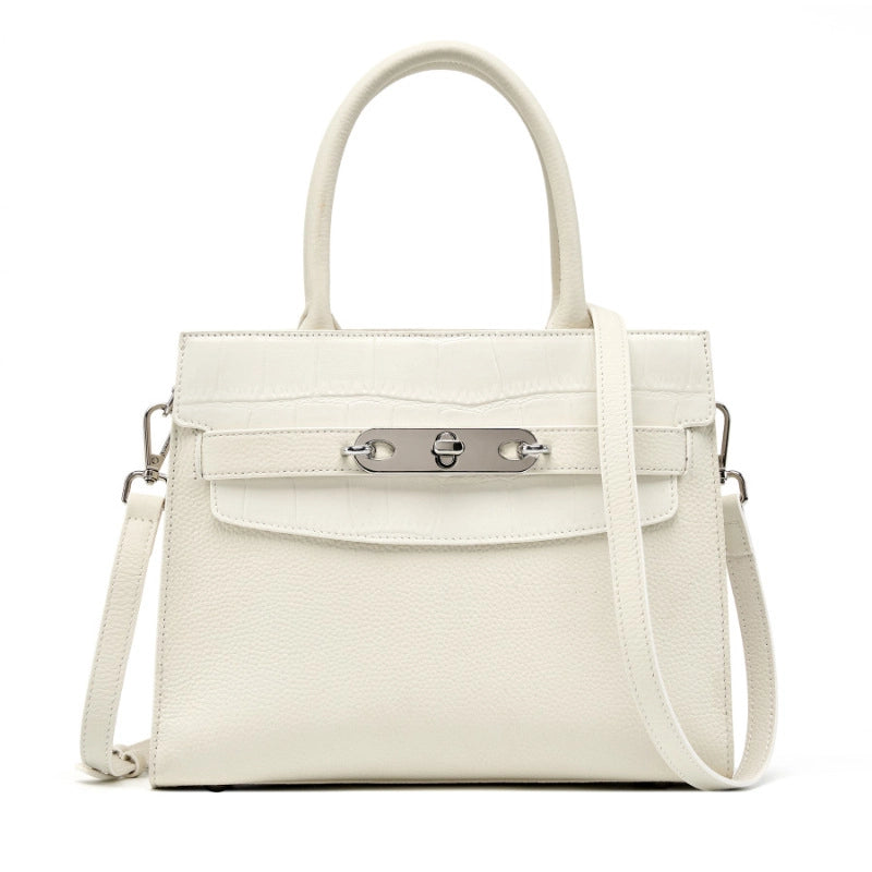Borsa da donna in vera pelle, borsa vintage bianca
