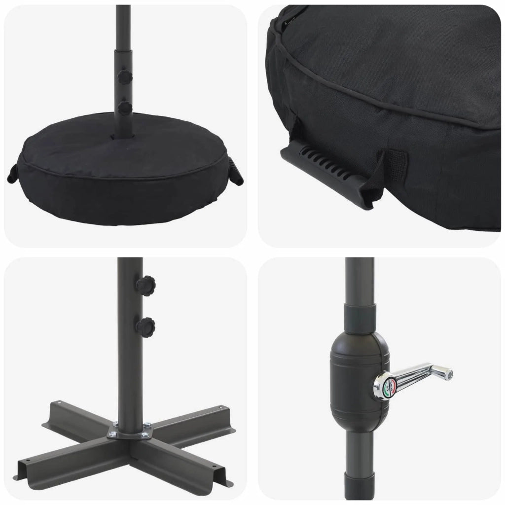 Ombrellone da giardino-Parasol da giardino con luci LED e base 300 x 300 cm Poliestere 735201