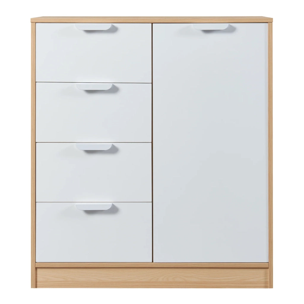 Cassettiera pratico mobile contenitore per ingresso soggiorno camera da letto 90 x 80 x 40 cm MDF effetto rovere bianco 03_0009320