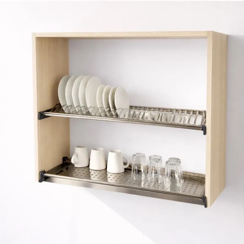 Pensile Scolapiatti H 72X L 90X P 33 Completo Di Scolapiatti In Acciaio Inox. Spedizione In Kit In Colore Rovere