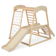 Area giochi interna 6 in 1 205 x 112 x 120 cm con scivolo esteso design moderno in legno naturale 20_0014530