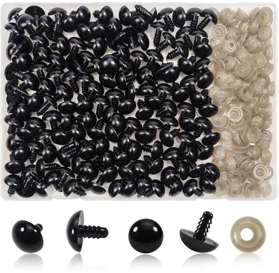 Occhi di sicurezza in plastica 16 mm - Slittine - Faccette sicurezza per marionetta - 150 pezzi - Faccette sicurezza per marionetta - Fattore di riempimento creativo