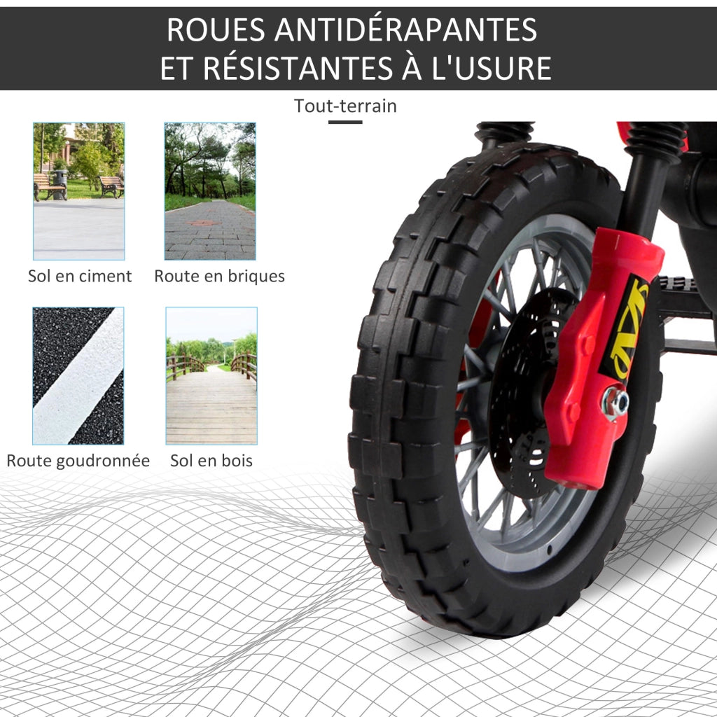 Moto Cross Elettrico per Bambini 3-6 Anni 6V ¨C zephmum ¨C 102x53x66 cm Rosso e Nero
