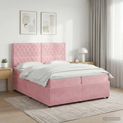 Letto box spring con materasso Rosa 200 x 200 cm Velluto 3454672