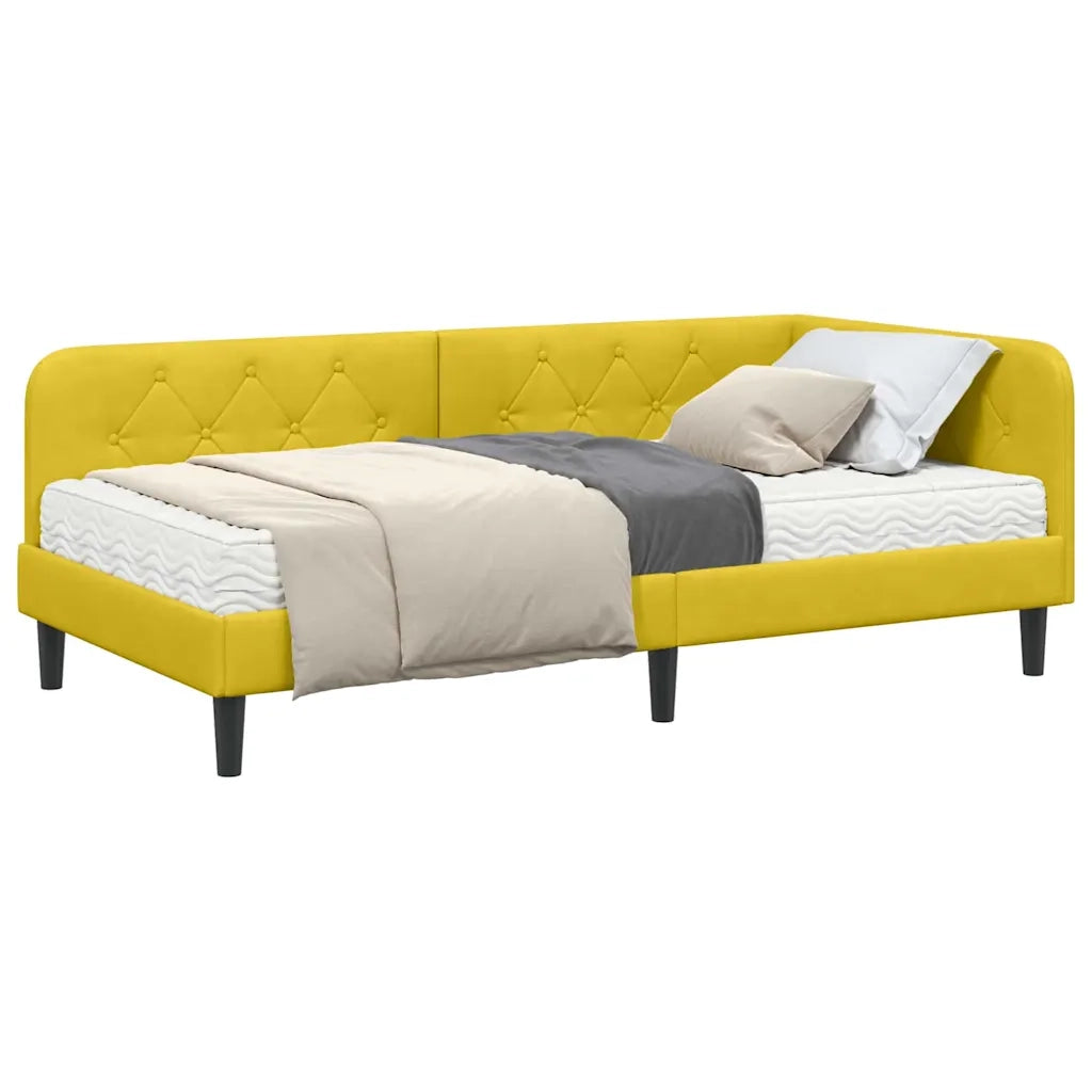 Cornice del letto ad angolo Giallo 90 x 190 cm Velluto