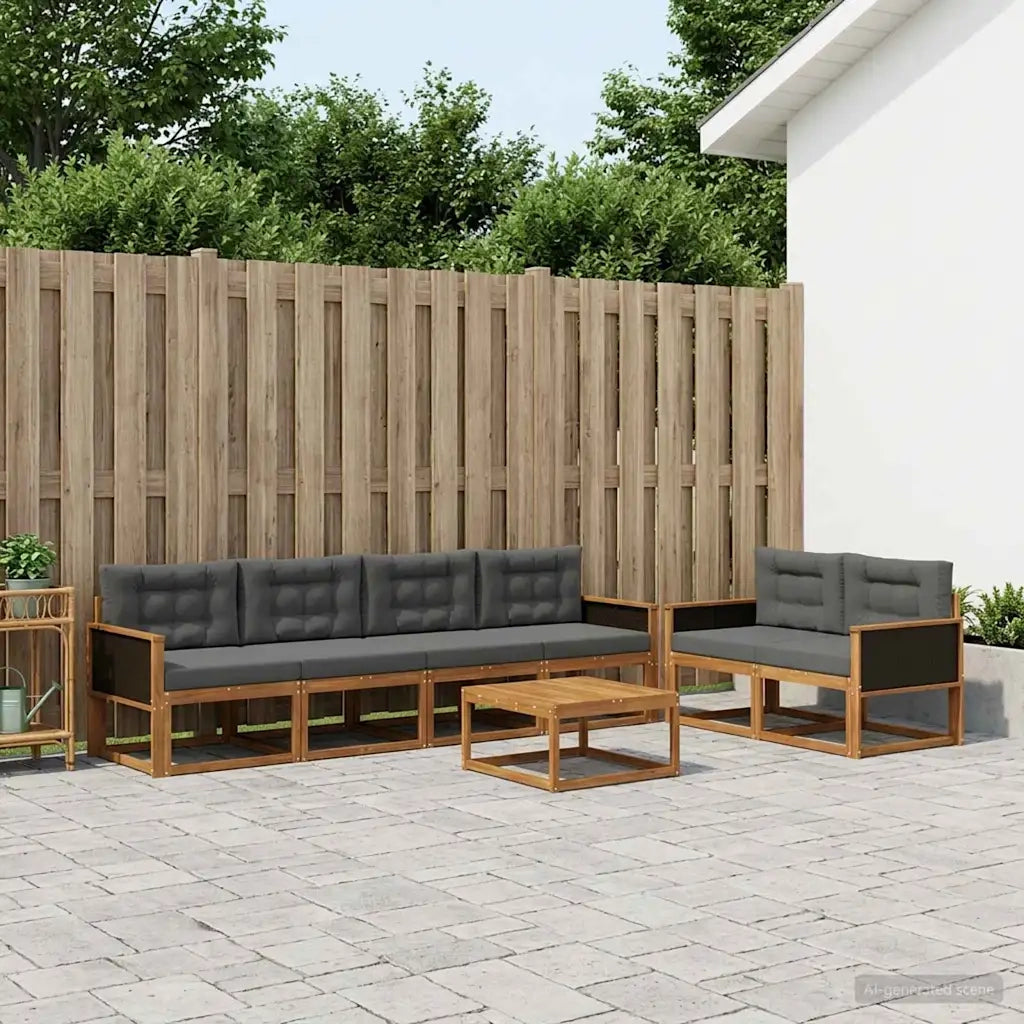 Set di divani da esterno con cuscino 7 pcs Naturale e Antracite 3382355