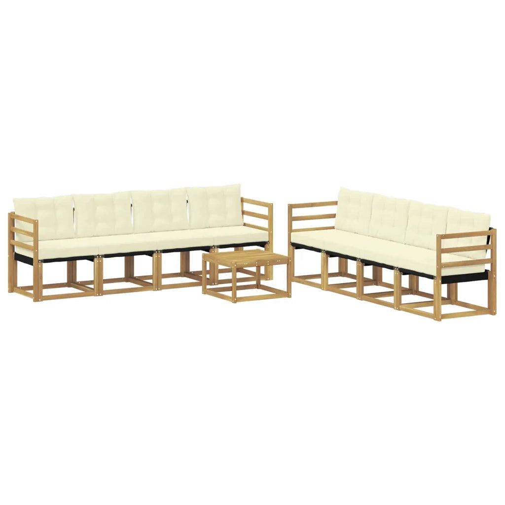 Set di divani da esterno con cuscino 9 pcs Bianco e Crema 3389320