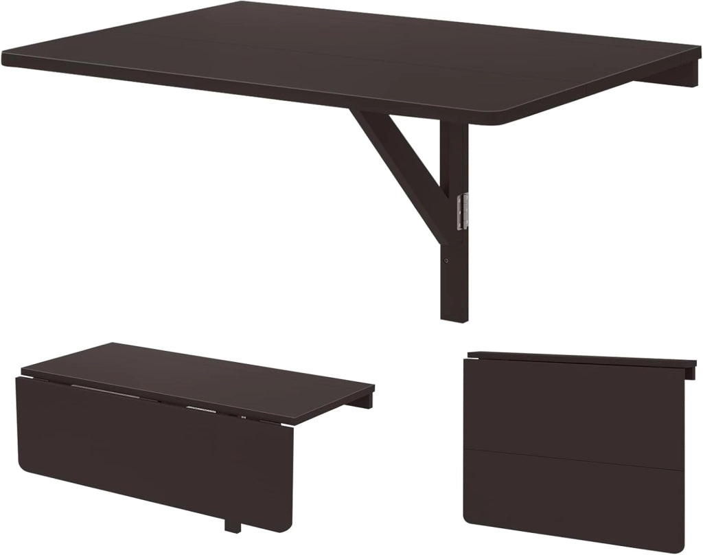 Tavolo Pieghevole a Muro, Tavolino Porta PC da Parete in Legno, Tavolo a Scomparsa Multifunzionale, Ideale per Soggiorno, Cucina e Studio, 80 x 60 x 45 cm (Nero)