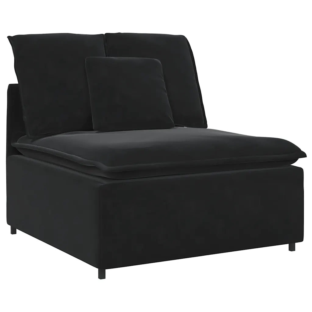 Divano Modulare con Cuscini in Velluto Nero 3321333