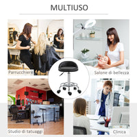 Easycomfort Set 2 Sgabelli Girevoli con Ruote, Altezza Regolabile e Rivestimento Similpelle PU, 38x38x57-72cm