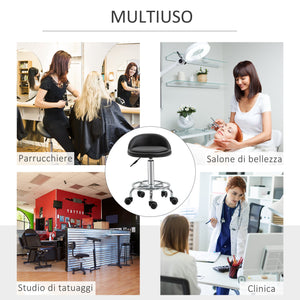 Easycomfort Set 2 Sgabelli Girevoli con Ruote, Altezza Regolabile e Rivestimento Similpelle PU, 38x38x57-72cm