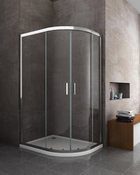 Box doccia 6 mm angolare curvo semicircolare profilo cromo reversibile H.190 80x120 destro piatto incluso 